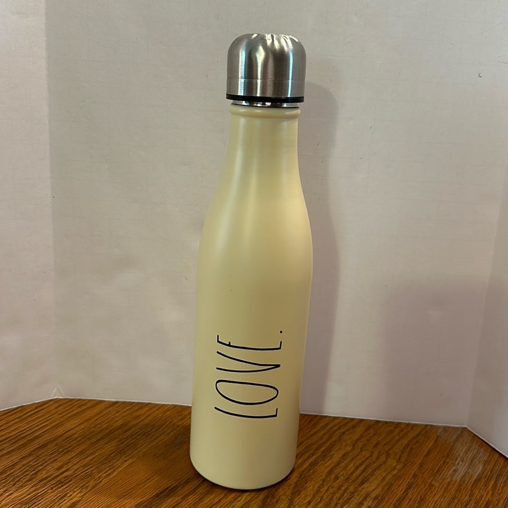 Rae Dunn Cream Colored LOVE Travel Insulated Water Bottle 17 ounces